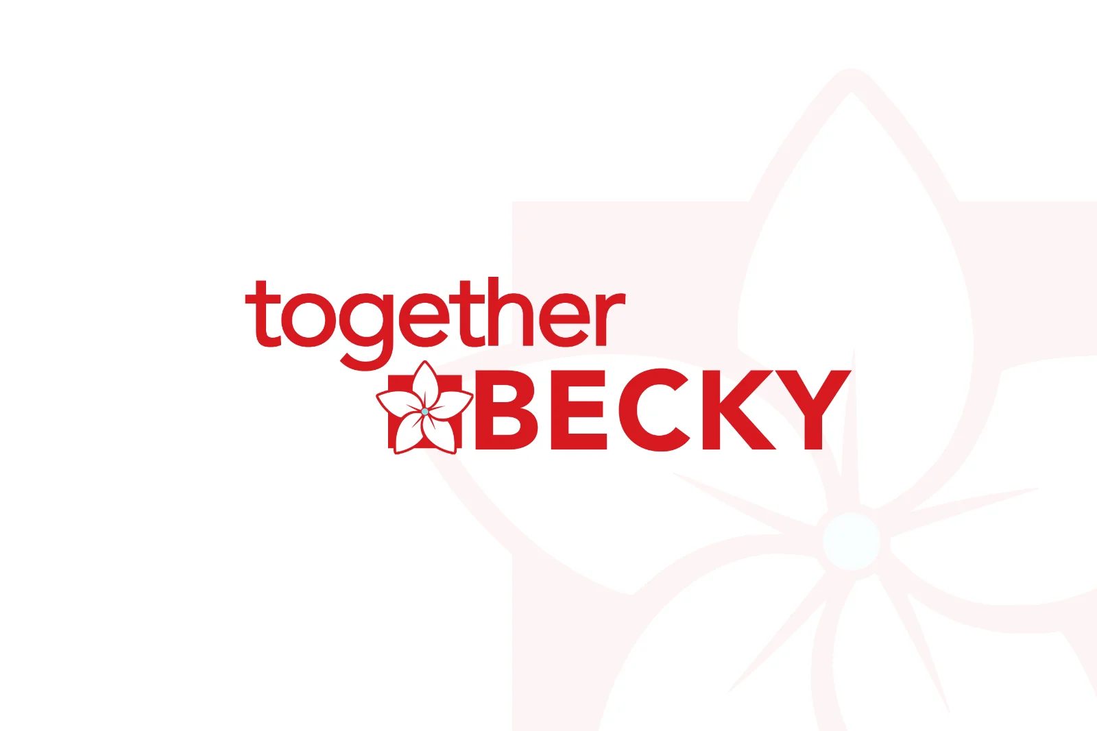 Becky's campaign logo depicting her name with the word together and a mayflower illustration